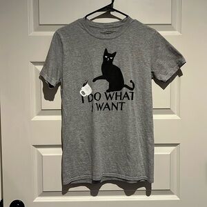 Grey “I Do What I Want” cat t-shirt